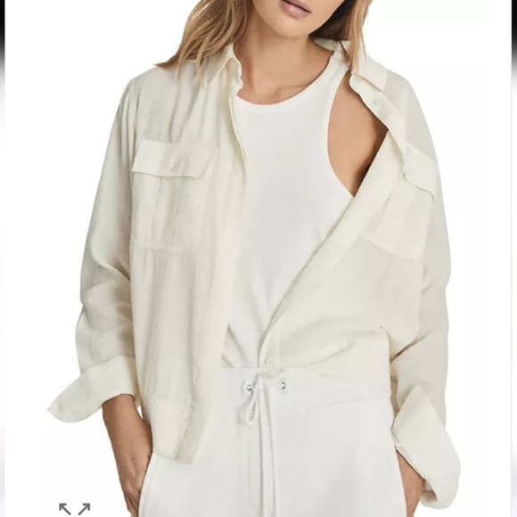 REISS JUNIE TWIN POCKET BUTTON DOWN SHIRT WOMENS SIZE US 4 Lightweight - Picture 1 of 6